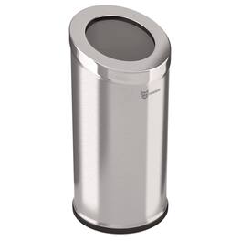 HLS Commercial - Beveled Open Top Trash Can, 15 gal, Stainless Steel, Silver