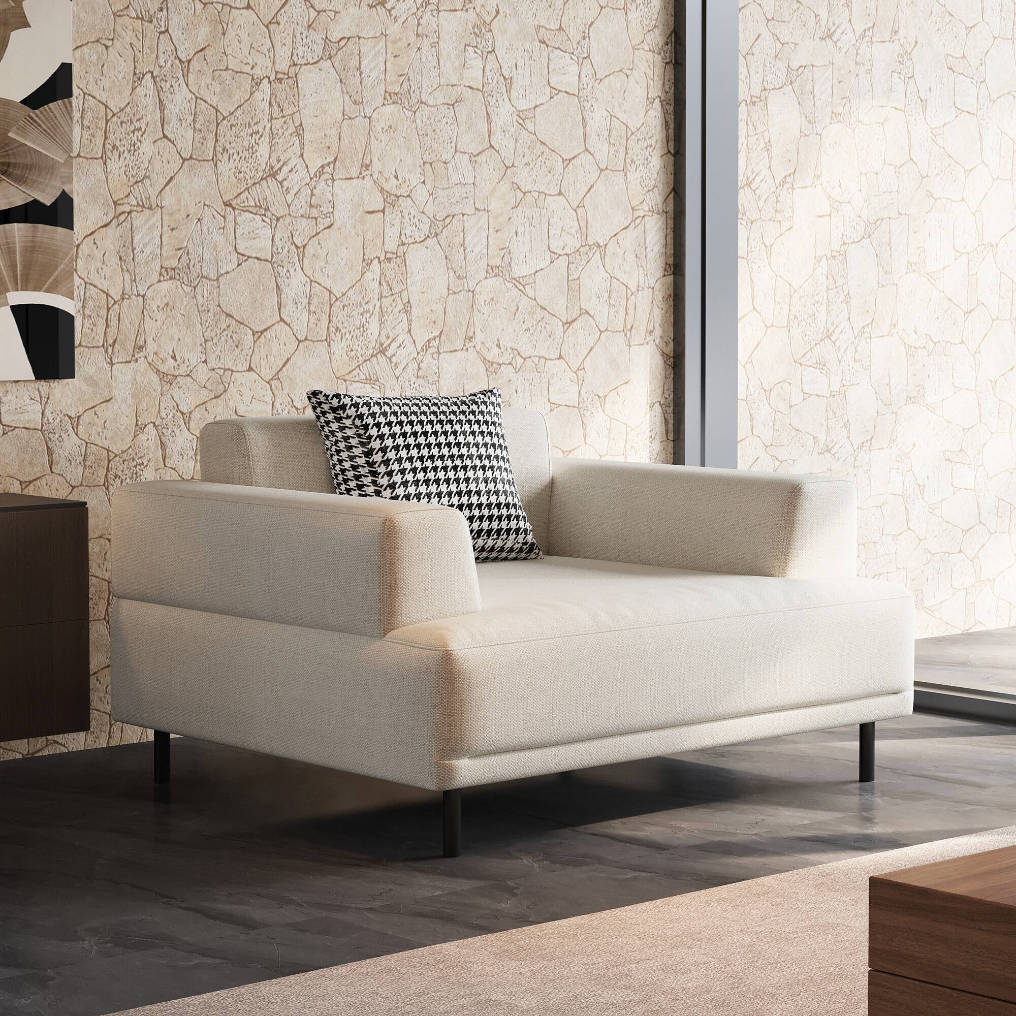 luck idea - 40.55" Breathable Cotton-Linen Fabric Sofa, couch,Solid Wood Frame, High-Elastic Sponge Seat Cushion - Light Beige