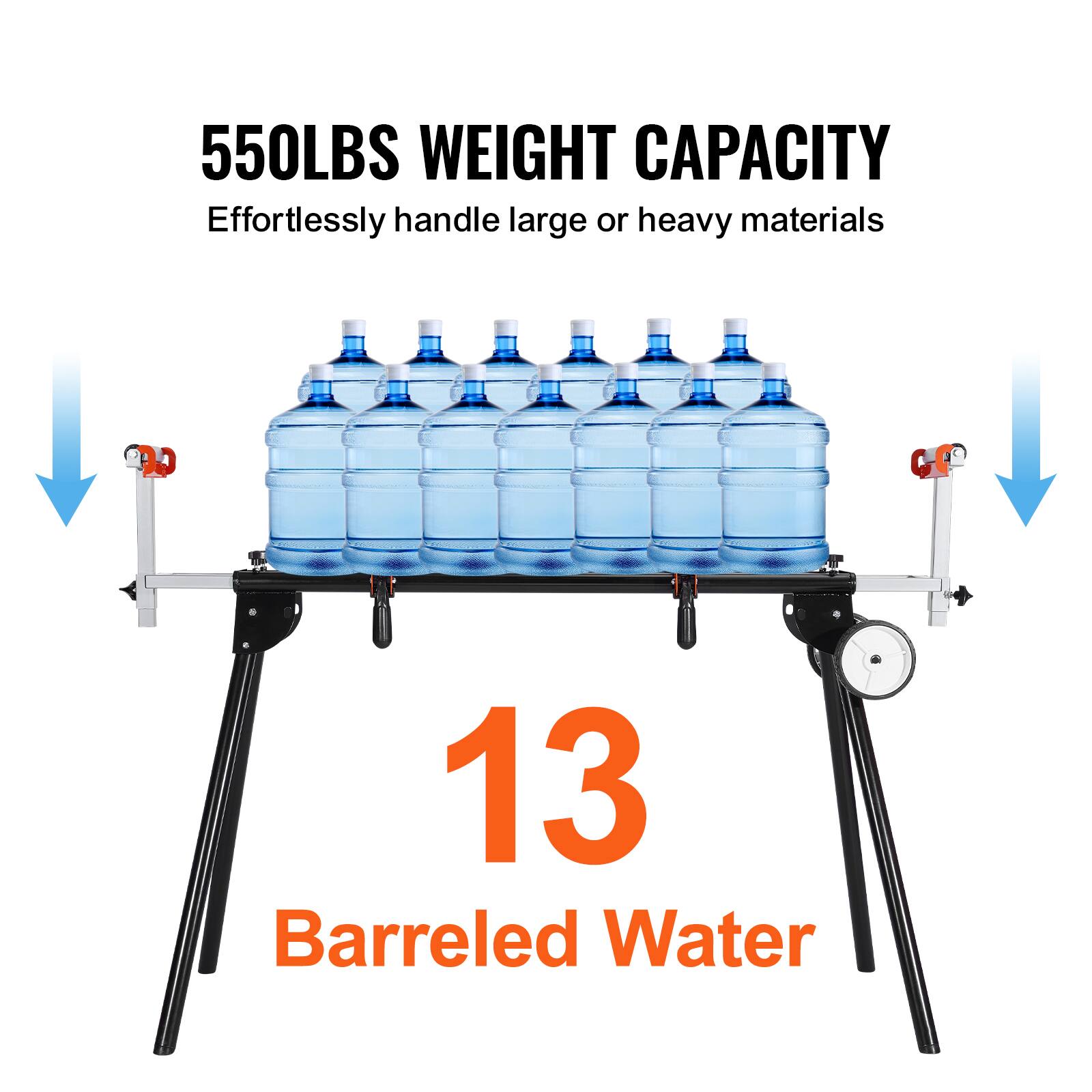 550LBS WEIGHT CAPACITY  
Effortlessly handle large or heavy materials  

13 Barreled Water