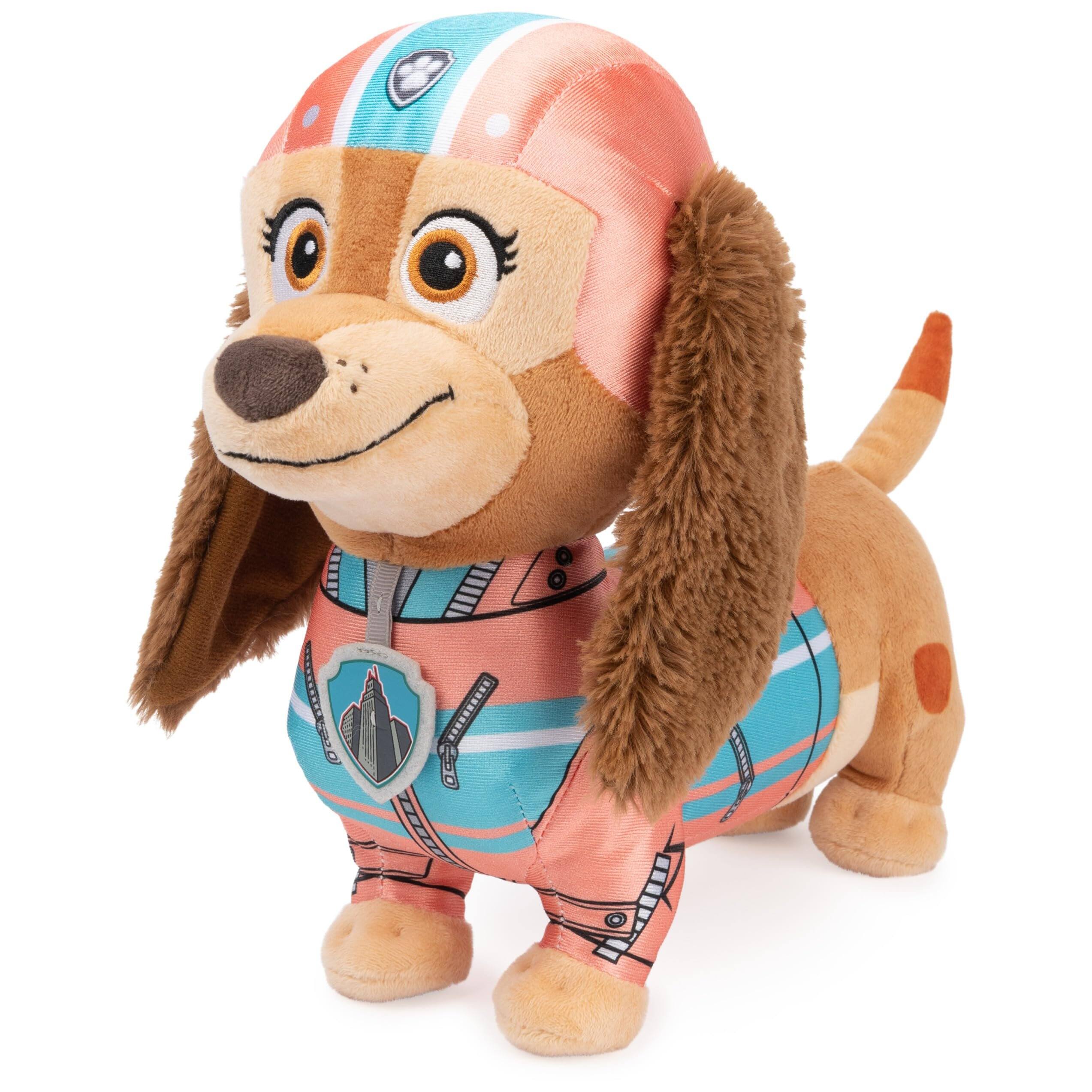 Left. Gund - GUND PAW Patrol Liberty 12-Inch Plush Standing Stuffed Animal Heroic Pose Dog Toy for Kids Ages 3+ - Multicolour.