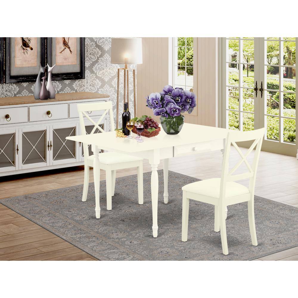Angle. East West Furniture - Dining Room Set Linen White - Brown.