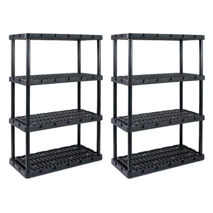Front. Gracious Living - Gracious Living 4 Shelf Knect A Shelf Ventilated Storage Unit, Black, 2 Pack - Black.
