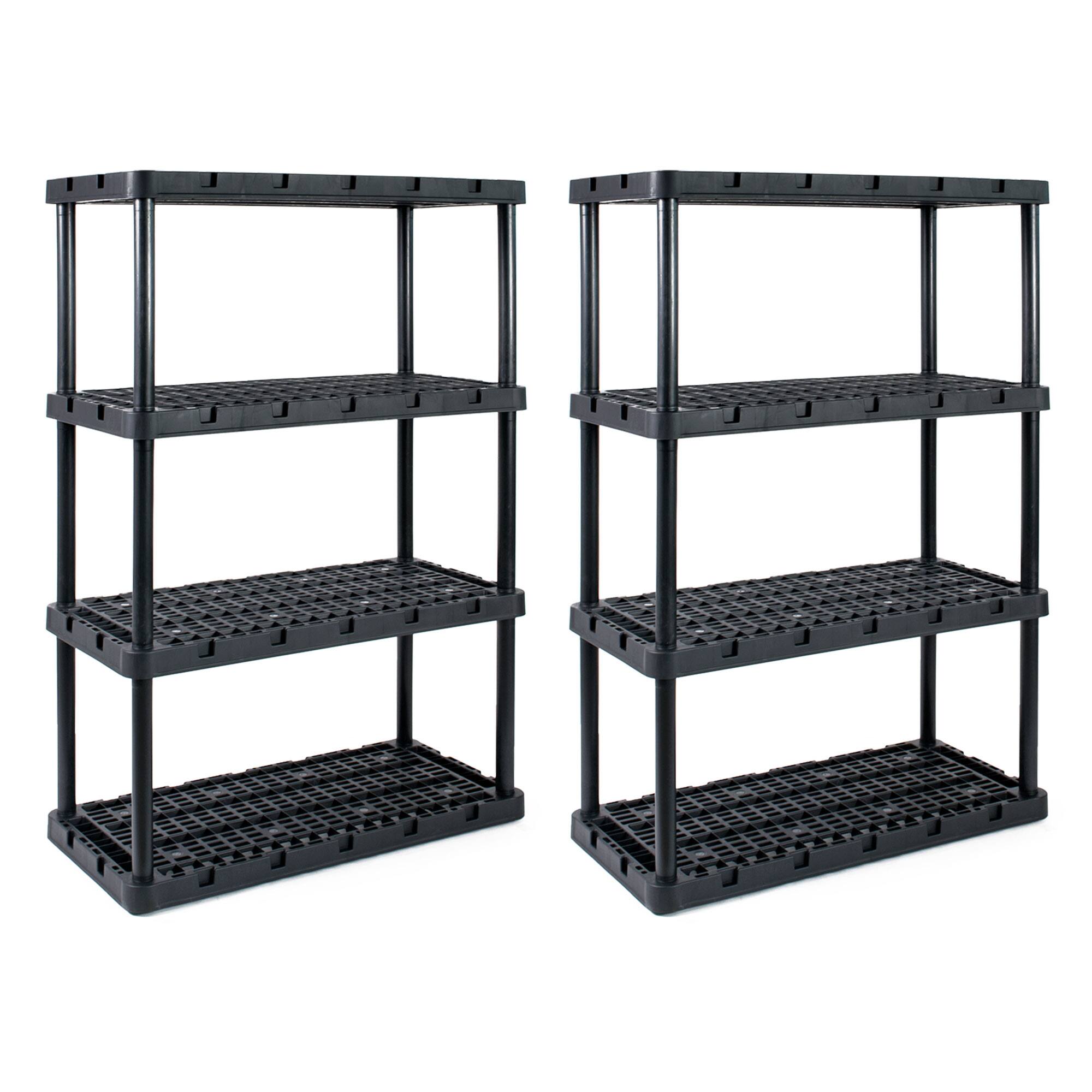 Front. Gracious Living - Gracious Living 4 Shelf Knect A Shelf Ventilated Storage Unit, Black, 2 Pack - Black.
