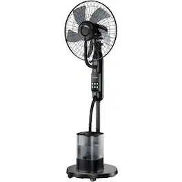 COWIN - Misting Pedestal Fan Oscillating 5 Speeds 3 Modes Timer 4L Humidifier with Wheels - Black