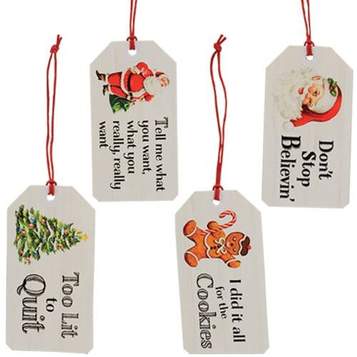 BreeBe - 4/Set Don't Stop Believin Santa Gift Tags - Multicolor