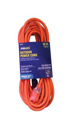 ProjeX - Indoor or Outdoor 25 ft. L Extension Cord 14/3 SJTW - Orange
