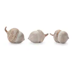 BreeBe - White Washed Etched Acorn (Set of 6) - Beige