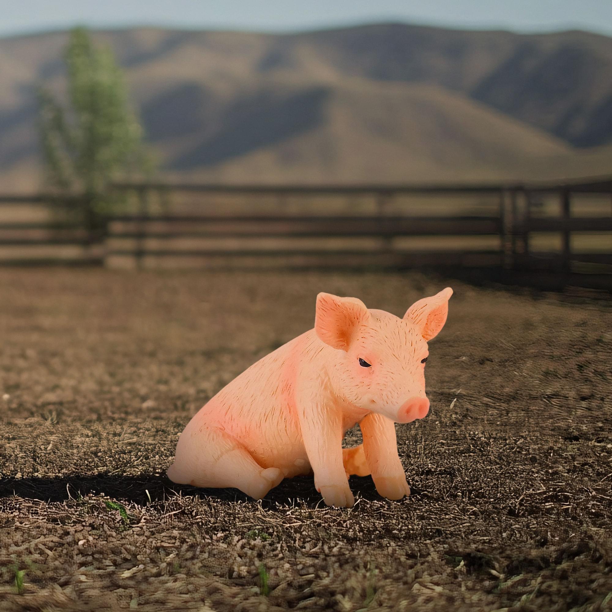 Alt View 1. Breyer Animal Creations - CollectA Farm Life Collection Miniature Figure | Sitting Piglet - Pink.