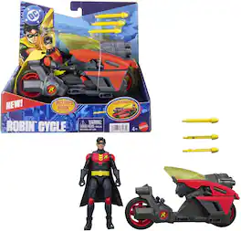 Mattel - DC Premiere Batlink Robin 6.5" Action Figure & Motorcycle Vehicle - COLLECTIBLES - Multicolor