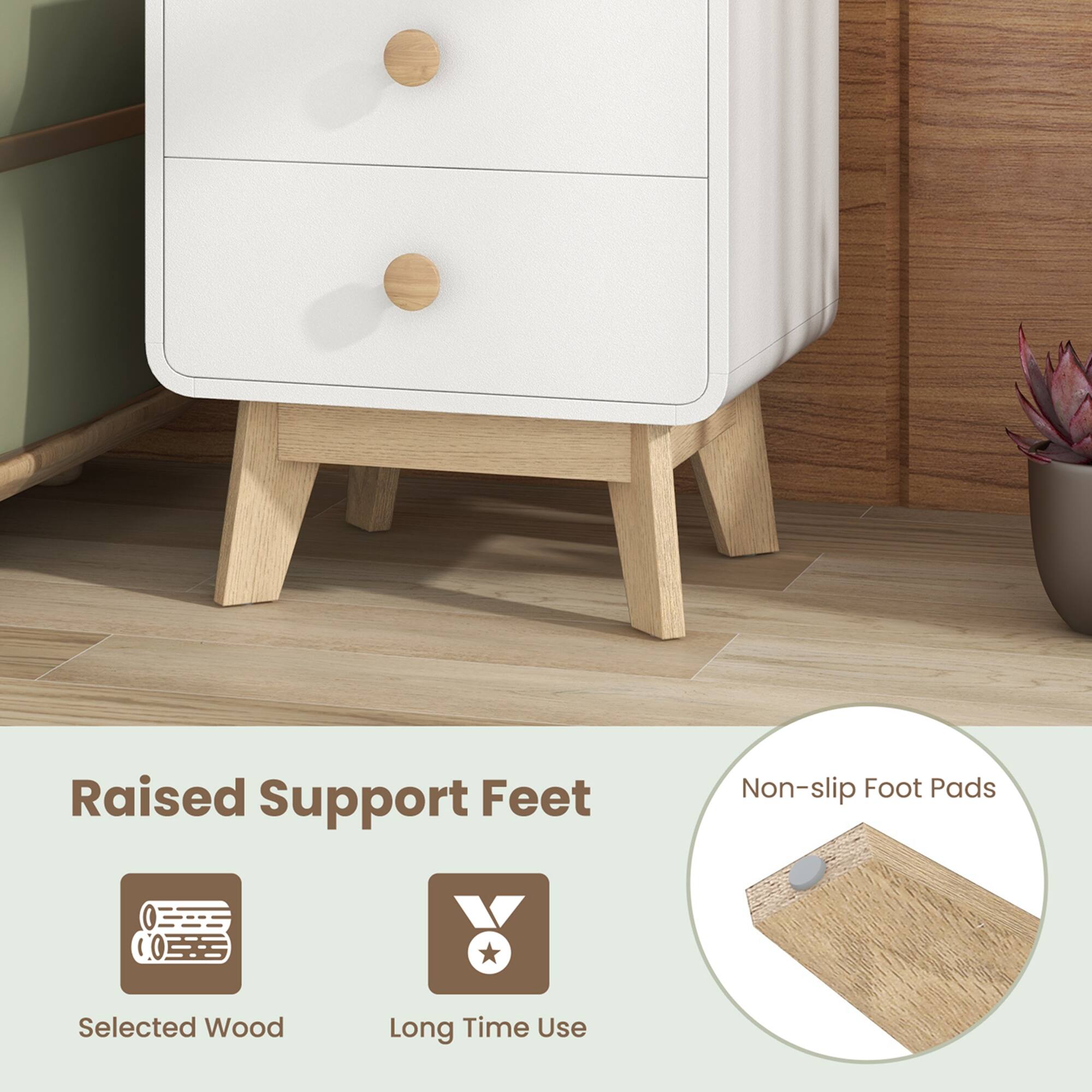 Raised Support Feet, Non-slip Foot Pads, Selected Wood, Long Time Use