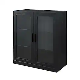 Crosley Furniture - Essen Stackable Glass Door Kitchen Pantry Storage Cabinet - Black