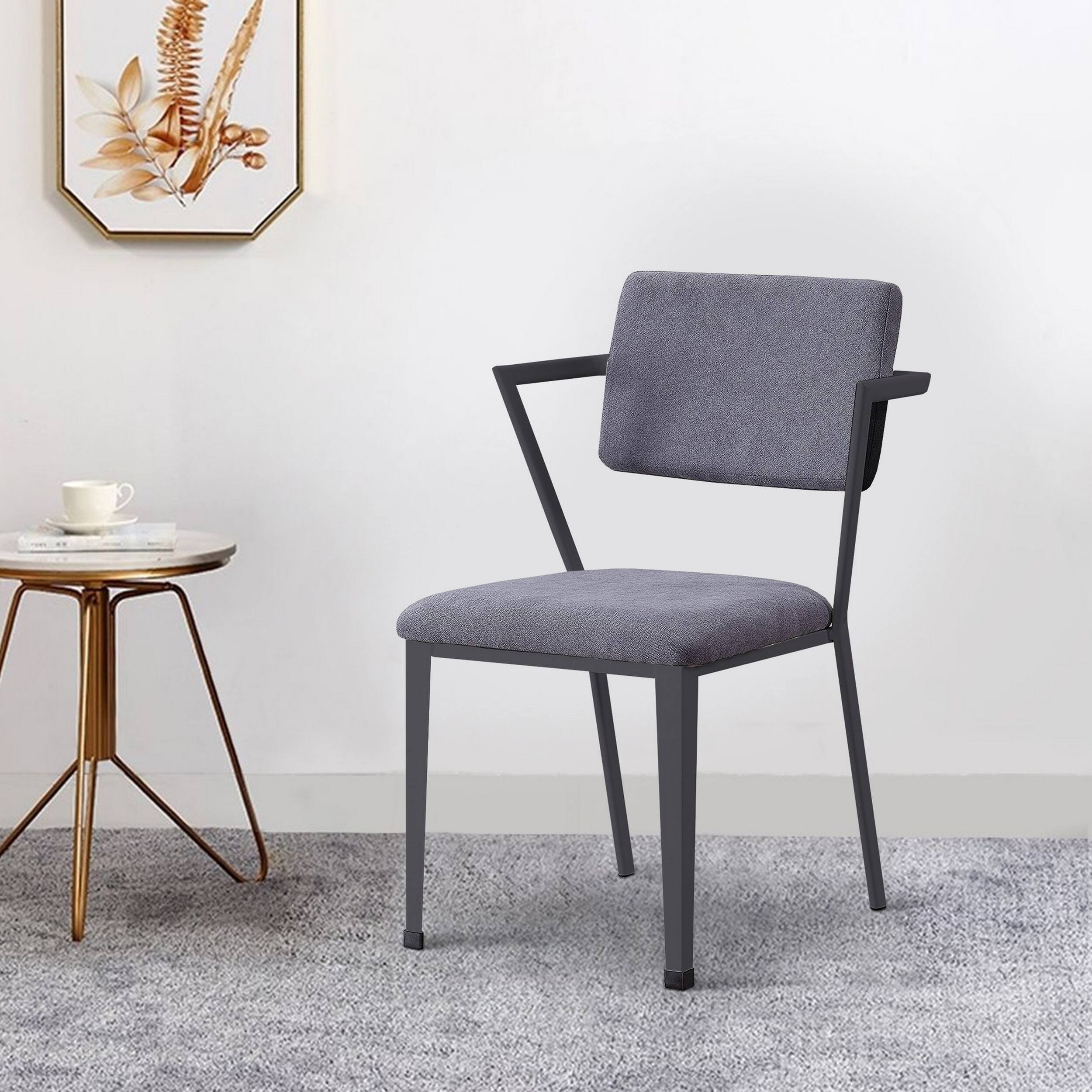 Alt View 5. Manhattan Lane - Fabric Upholstered Metal Dining Chair, Set of 2 - Gray.