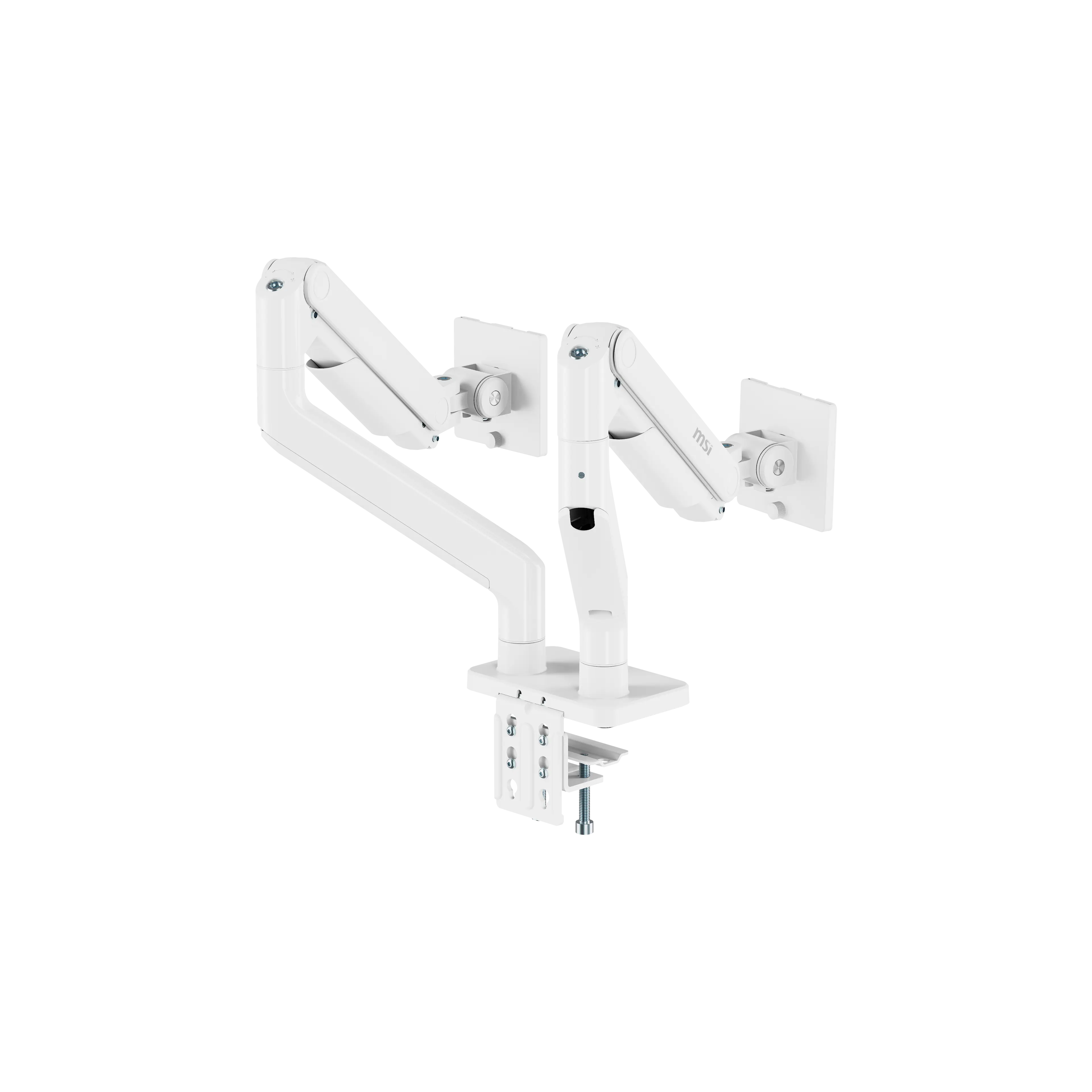 Back. MSI - MSI MPG MT201DW - Dual Monitor Stand, 17-45", VESA, Spring Assisted, 44 lbs, Clamp/Grommet, Black - Matte White.