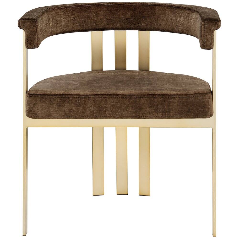 Alt View 2. Meridian Furniture - Marcello Brown Velvet Dining Chair, Set of 2 - Brown.