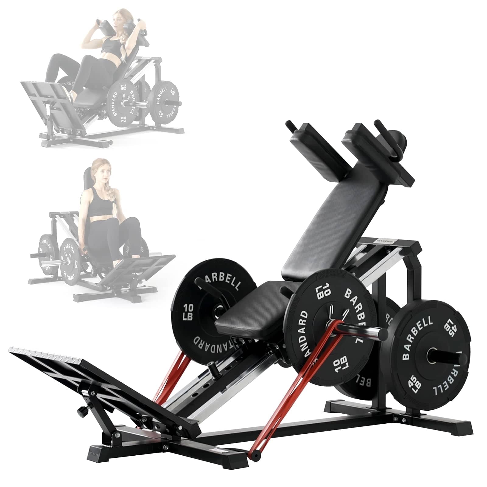 Syedee - Compact Leg Sled Machine, Leg Press Machine Capacity 1000lbs, Hack Squat Machine Combo, Calf Raise - Black