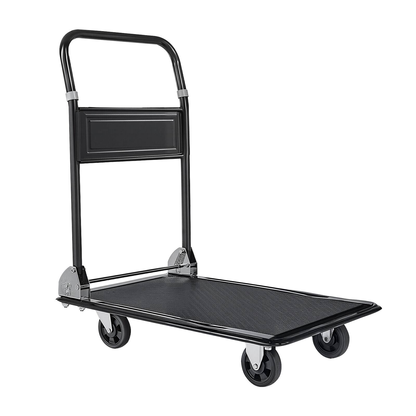 Alt View 5. VEVOR - Foldable Push Cart Dolly, 700 lbs, Heavy Duty Platform Hand Truck with Wheels, High-Strength Steel - Black.