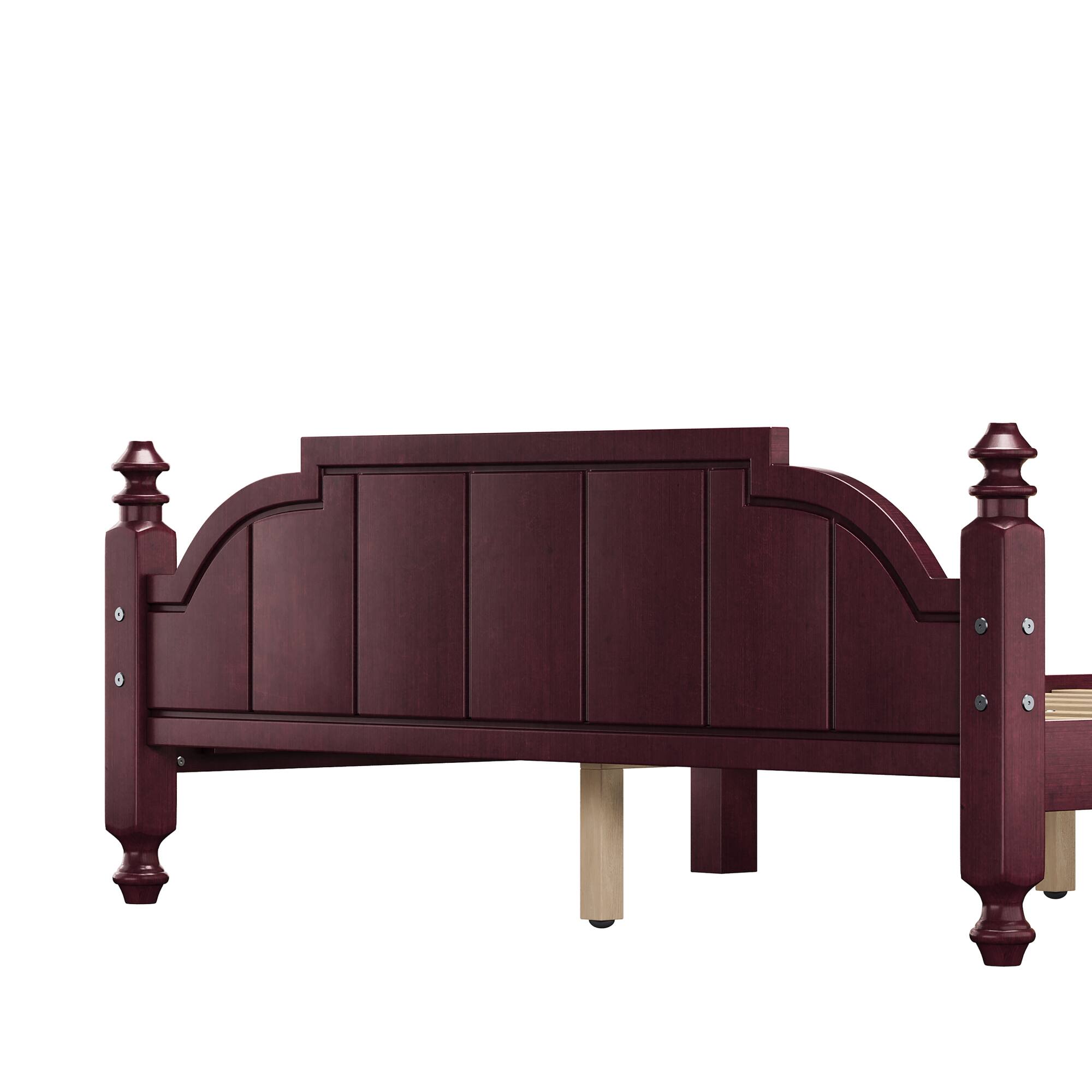 Alt View 8. GOODSILO - Vintage-Inspired Full Size Wooden Platform Bed Frame with Headboard and Slat Support - Espresso.