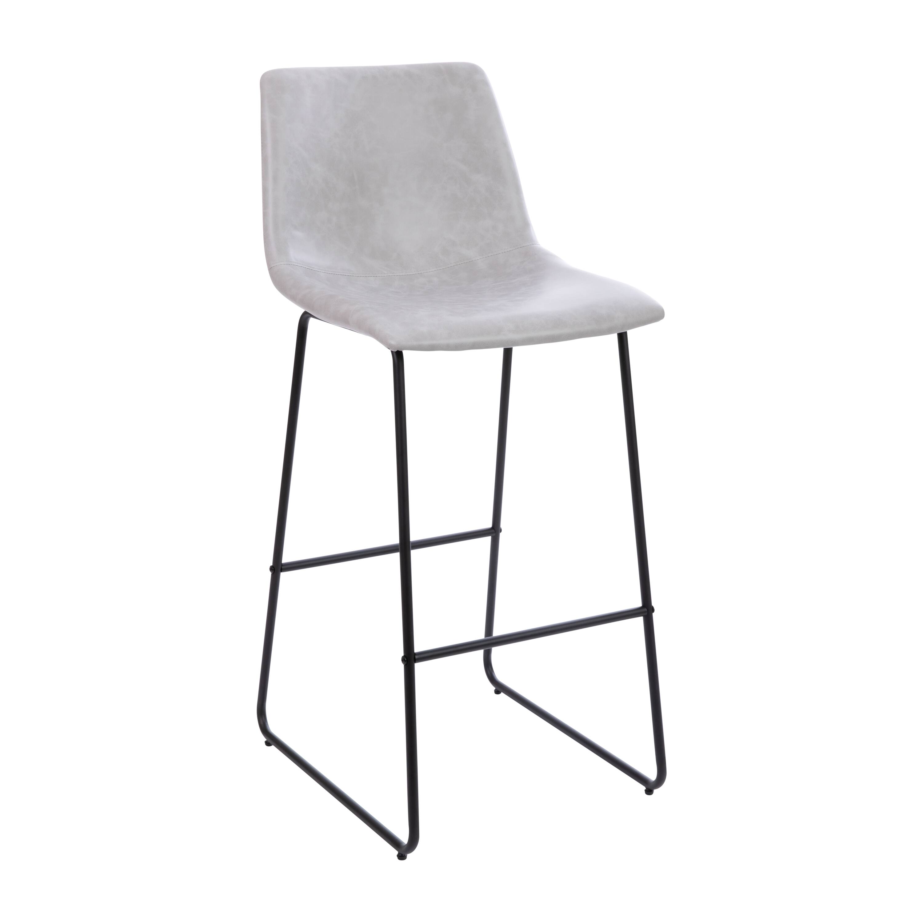 Alt View 19. Alamont Home - 30 Inch Commercial Grade LeatherSoft Bar Height Barstools, Set of 2 - Light Gray.
