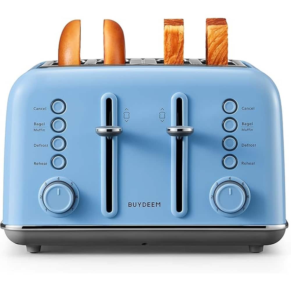 Buydeem - DT640 4-Slice Toaster with Extra Wide Slots and 7 Shade Settings - Blue