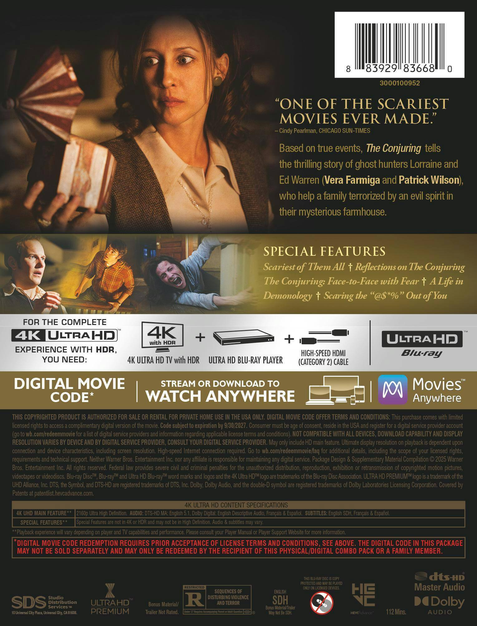 Back. The Conjuring (Steelbook)   - 4K Blu-Ray.