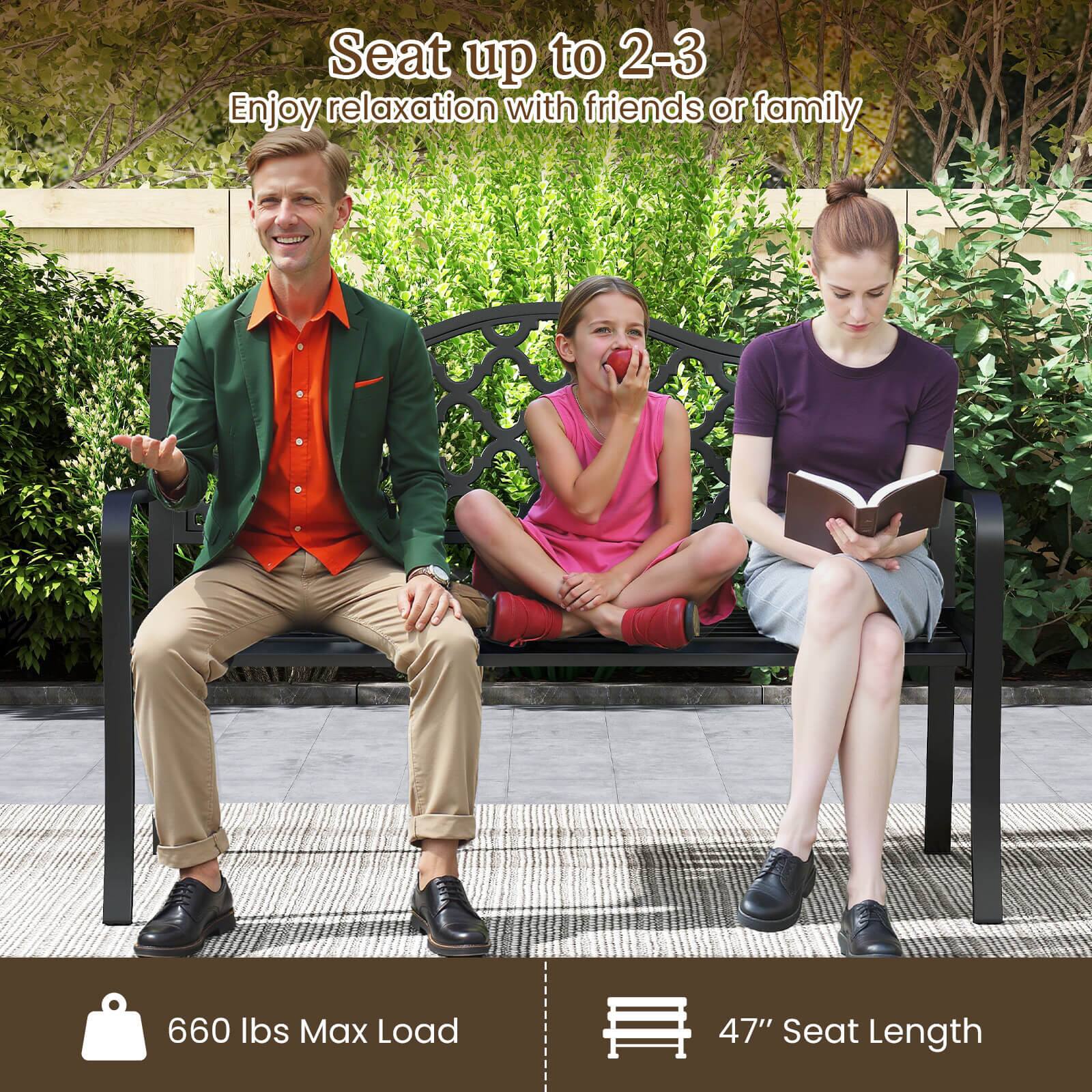 Seat up to 2-3, Enjoy relaxation with friends or family, 660 lbs Max Load, 47" Seat Length