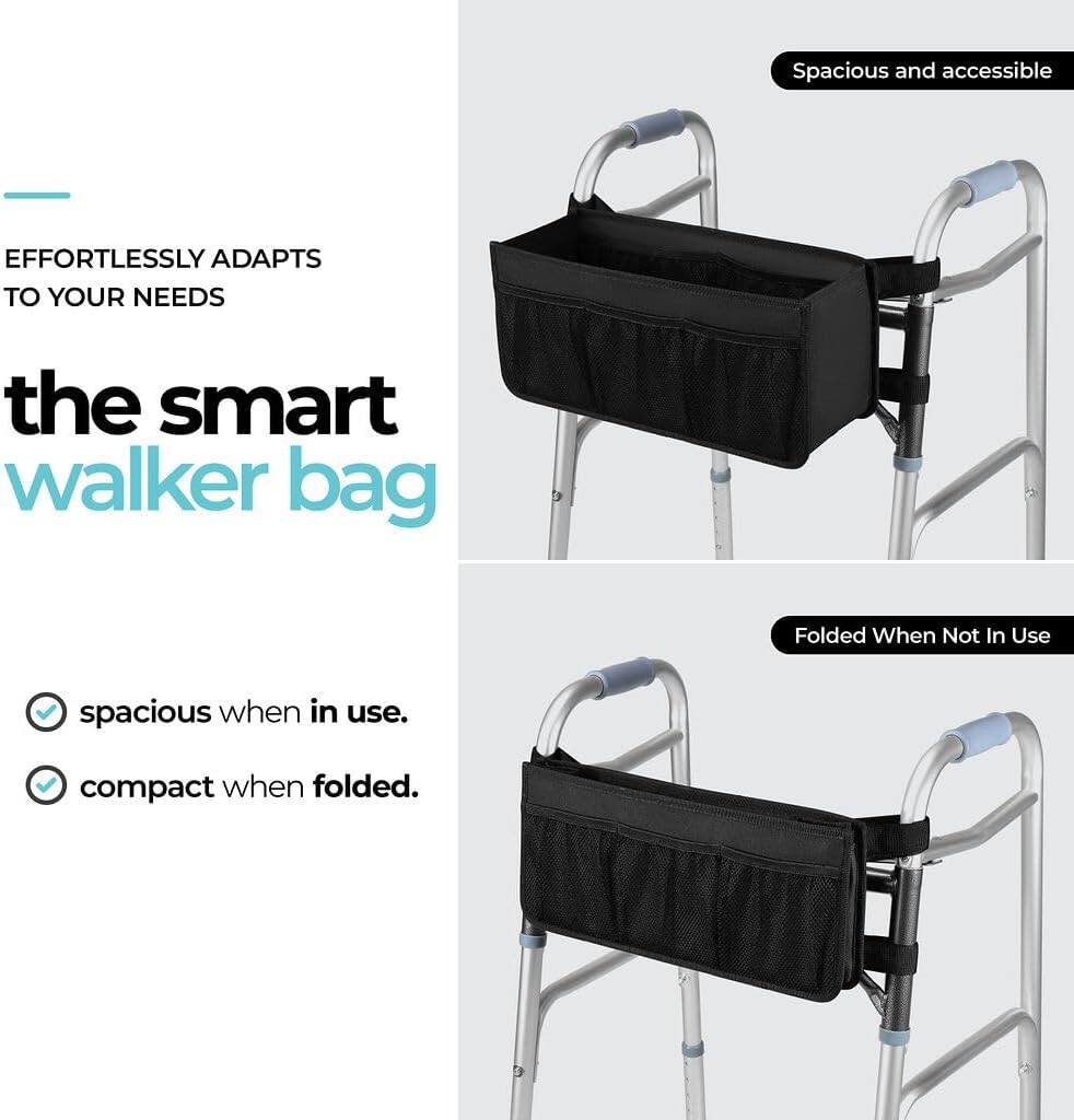 CDL Hand Sitched Mini Basket 新品未開封品 Medical King Walker Basket with Bag & Cup Holder – Water