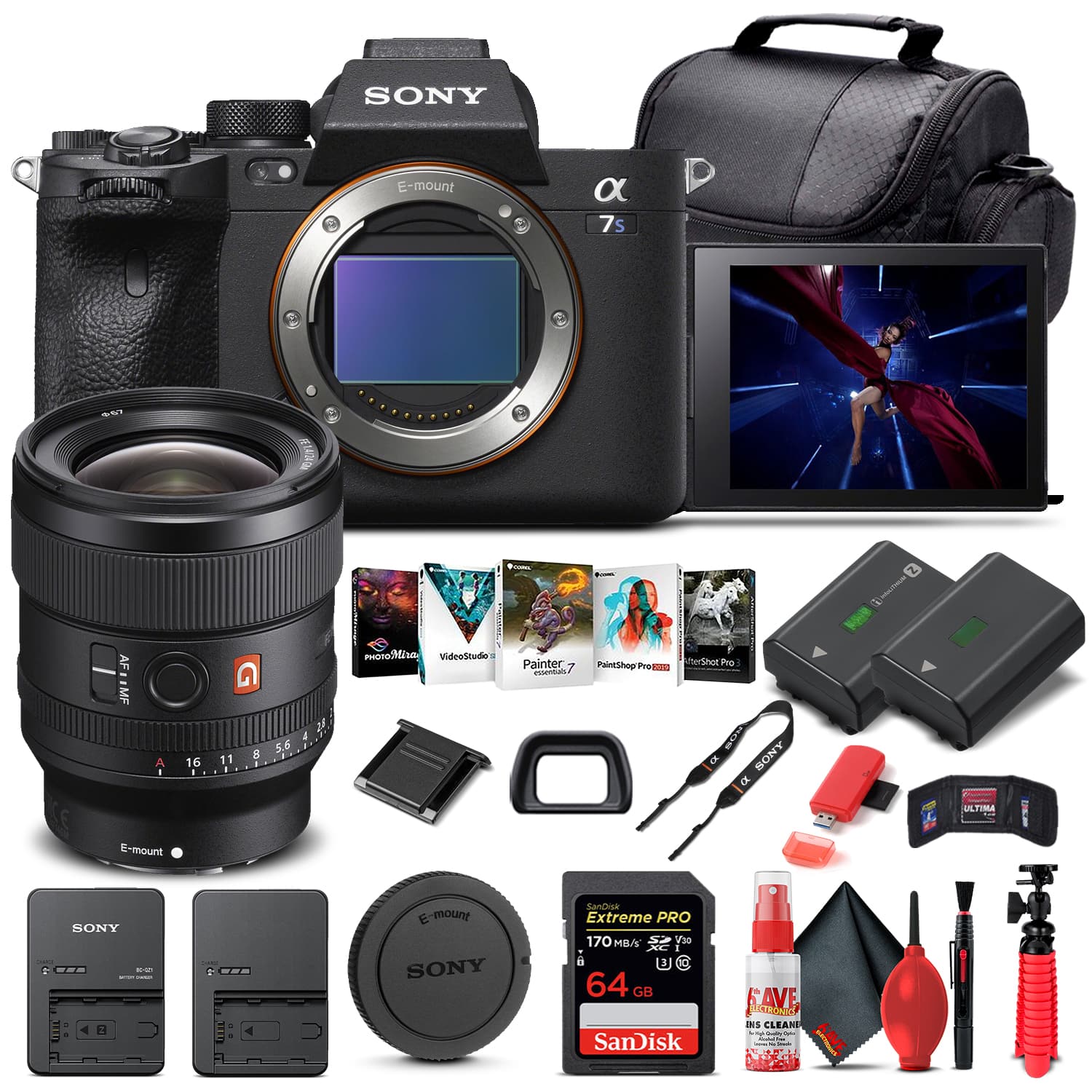 Alpha a7S III Mirrorless Camera W/ Sony FE 24mm Lens Basic Bundle (International Version) - Black