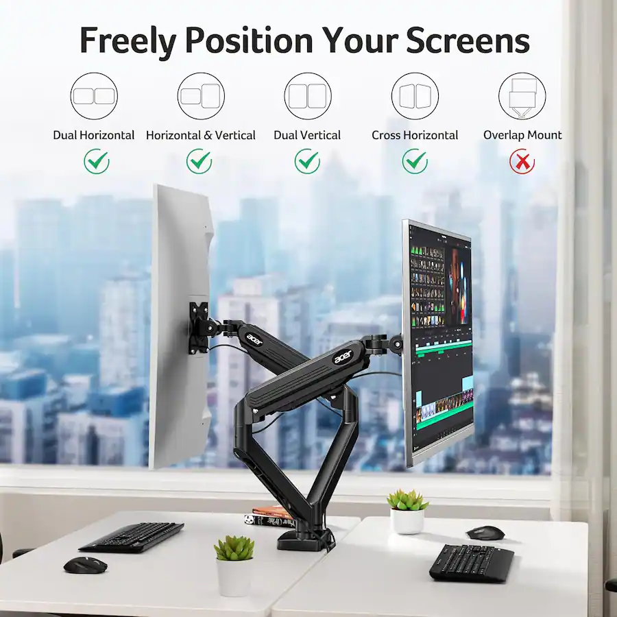 Acer R231 Monitor Stand Acer Dual Monitor Arm, Fully Adjustable Gas Spring Monitor Stand for 17 ...