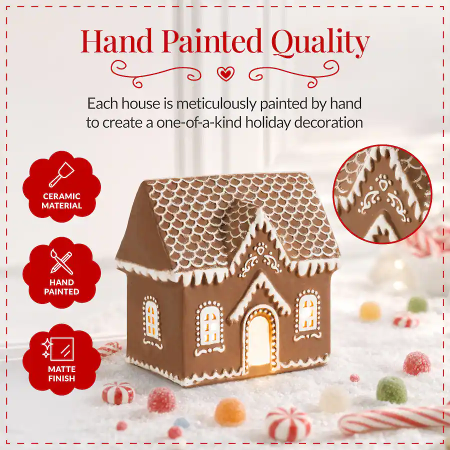 Beast Choice Best Choice Products Ceramic Gingerbread House Lighted Christmas Decor ...