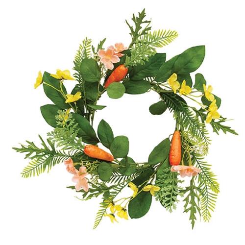 Front. BreeBe - Spring Carrot Garden Wreath 15" - Multi.