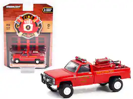 1986 Chevrolet C20 Custom Pickup Truck Red First Attack Unit "Lawrenceburg Fire Dept" (IN) 1/64 Model Car by Greenlight