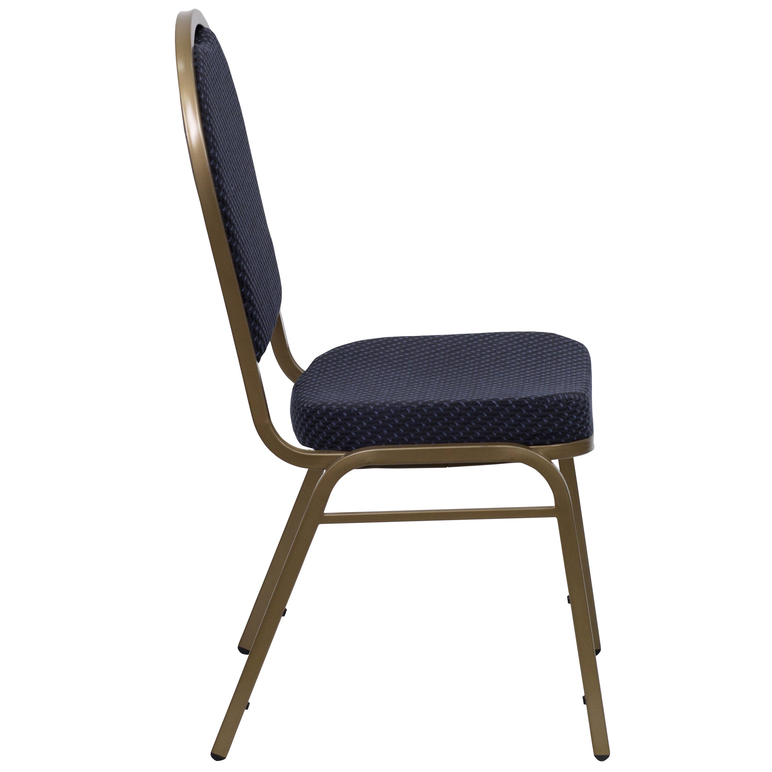 Alt View 6. Emma + Oliver - Dome Back Stacking Banquet Dining Chair - Navy Patterned Fabric/Gold Frame.