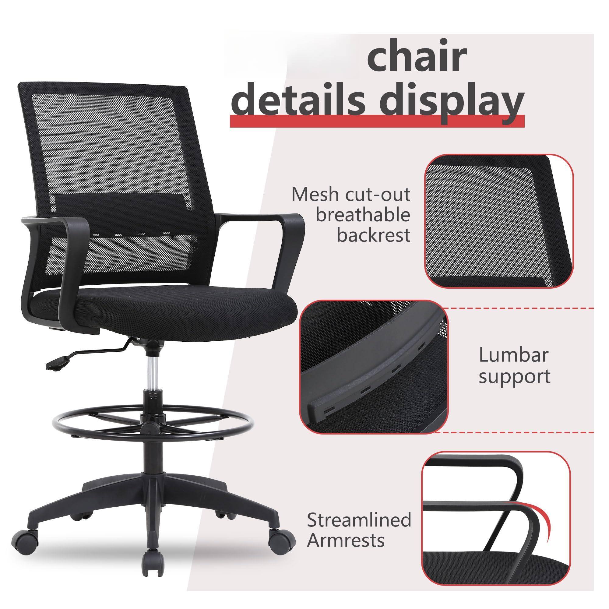 chair details display

- Mesh cut-out breathable backrest
- Lumbar support
- Streamlined Armrests