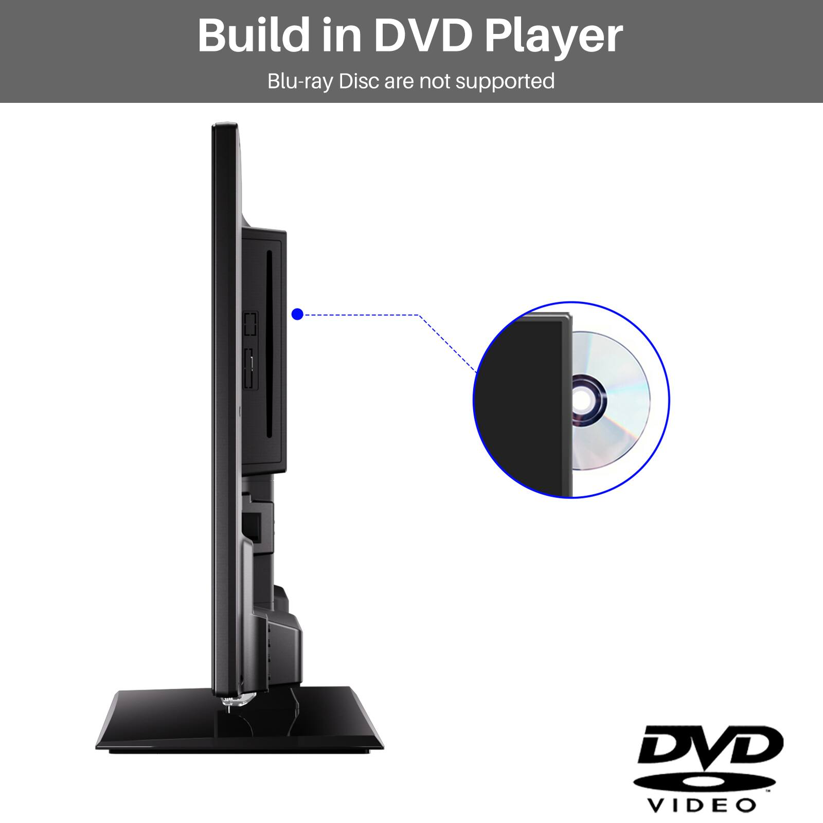 Build in DVD Player  
Blu-ray Disc are not supported