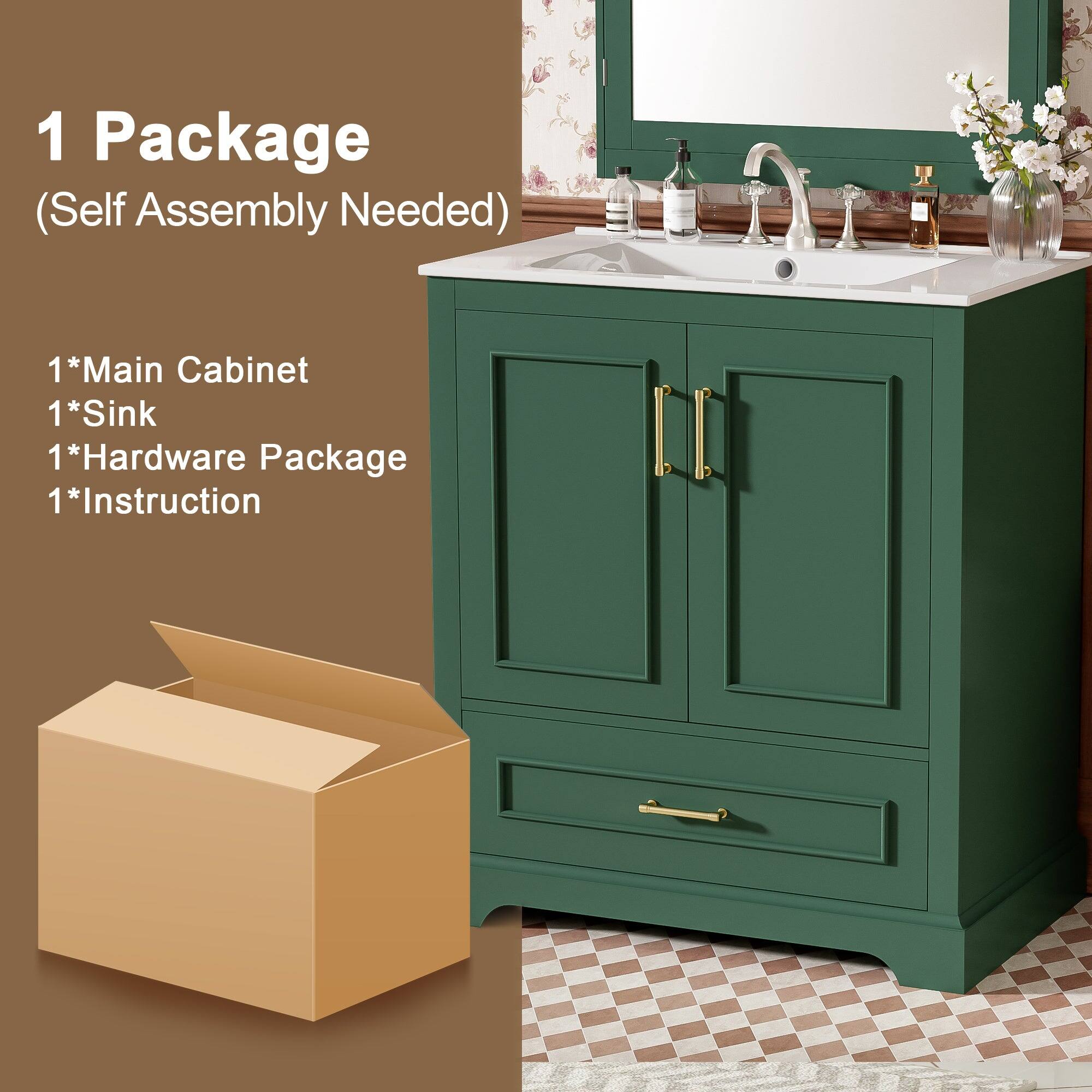 1 Package  
(Self Assembly Needed)  

1*Main Cabinet  
1*Sink  
1*Hardware Package  
1*Instruction
