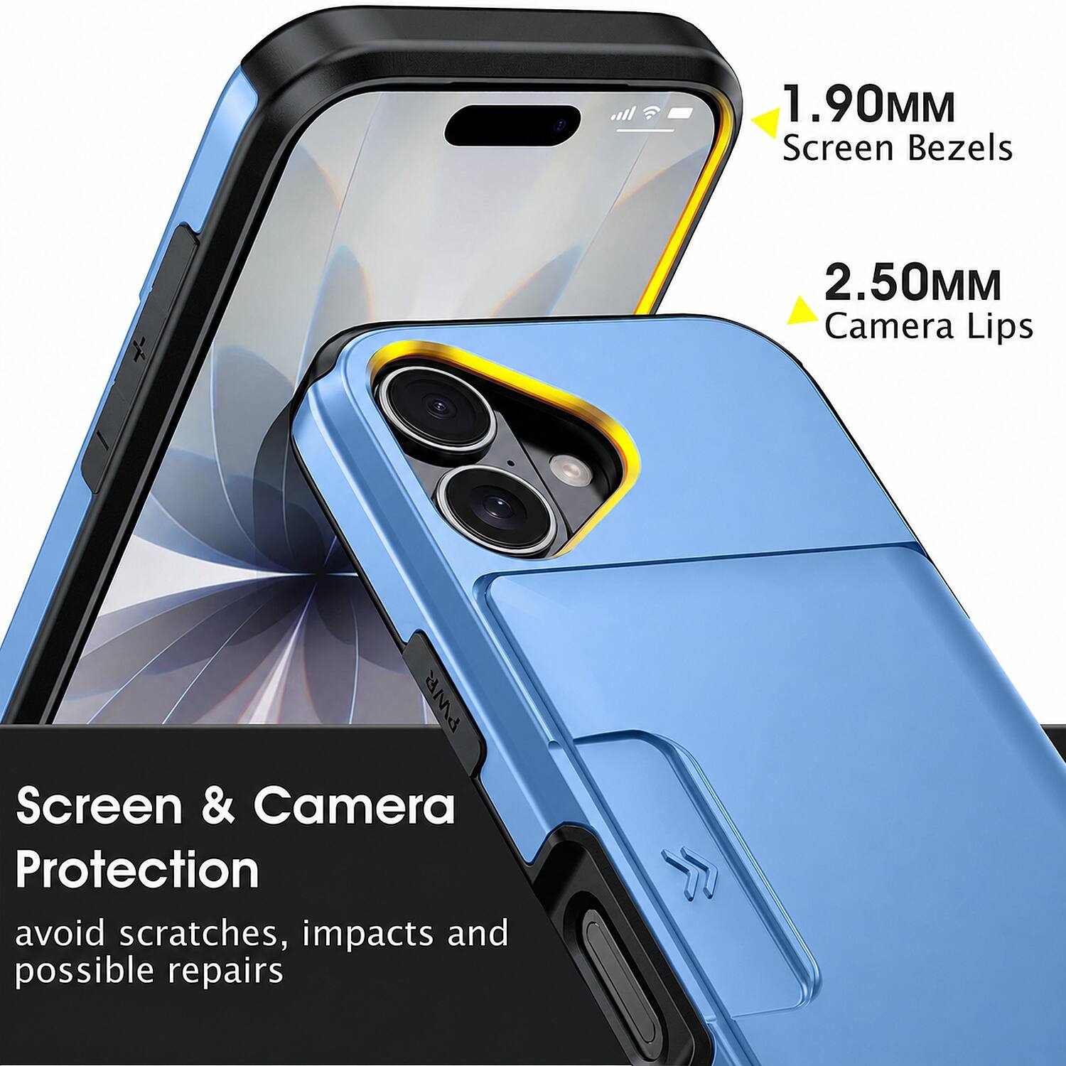 1.90MM Screen Bezels  
2.50MM Camera Lips  
Screen & Camera Protection  
avoid scratches, impacts and possible repairs