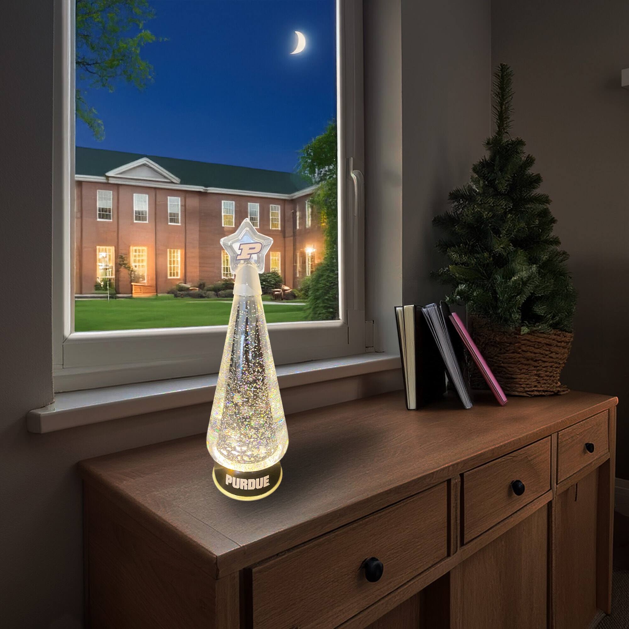 Alt View 2. Santa's Workshop - Purdue Boilermakers 12" Tree Globe - Black.