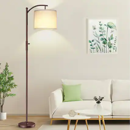 Front. Cozy Serene - Black gold Floor Lamp Lamp Dimmable Modern Flexible metal Lamps Living Room Stepless Dimming Standing - Brown.