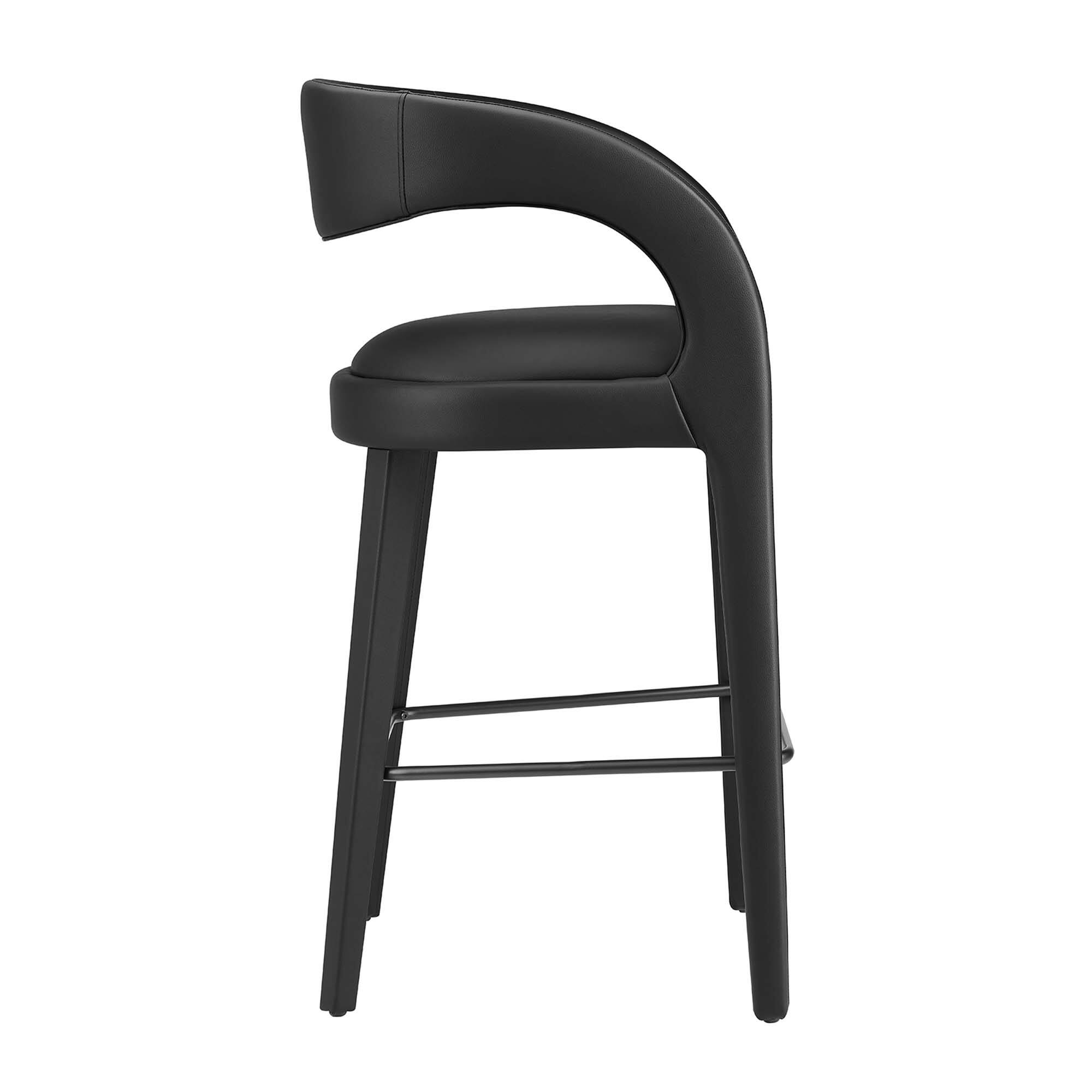 Back. Modway - Pinnacle Vegan Leather Bar Stool Set of 2 - Black.