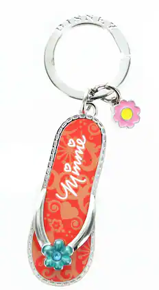 Disney - Minnie Mouse Flip Flop Pewter Key Ring - Orange