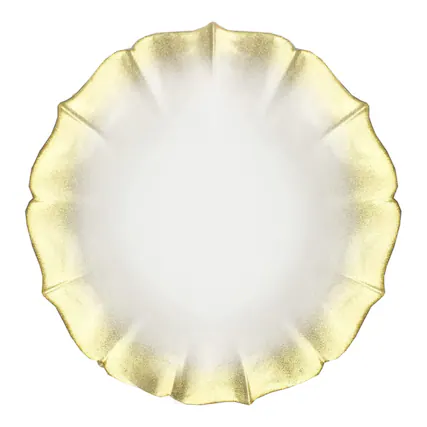 Front. American Atelier - Contessa Gold Glitter Rim with Pearl White Charger Plate 13"D - Gold.