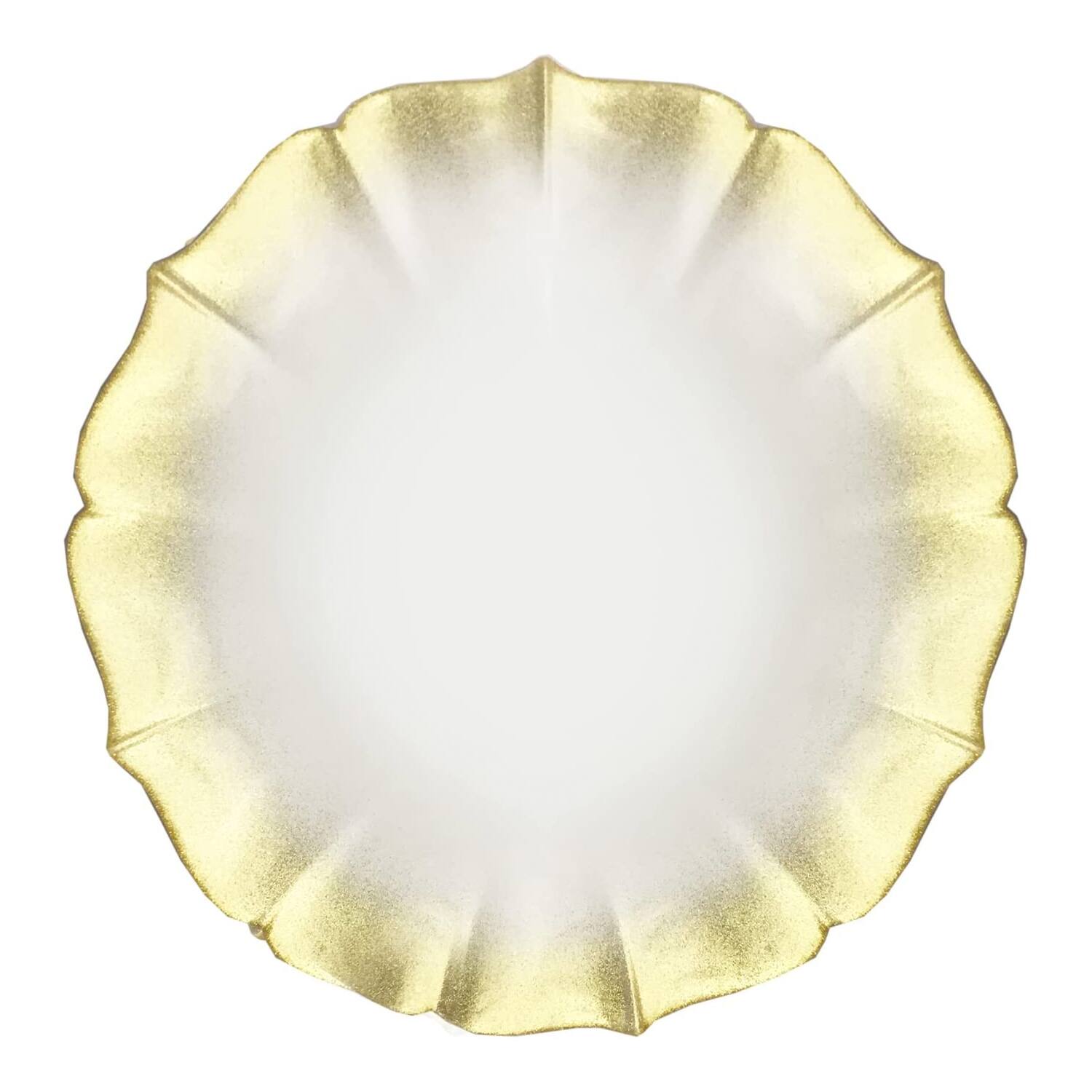 Front. American Atelier - Contessa Gold Glitter Rim with Pearl White Charger Plate 13"D - Gold.