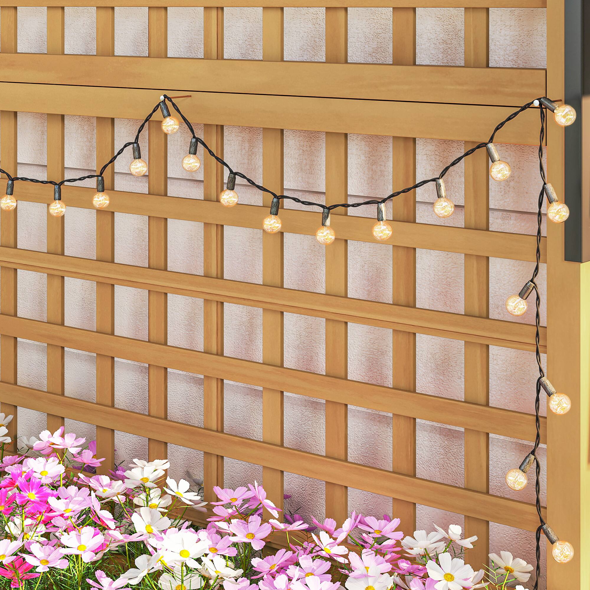 Alt View 8. Outsunny - Wood Planter with Trellis for Vine Climbing, Raised Garden Bed, Privacy Screen for Backyard - Yellow.