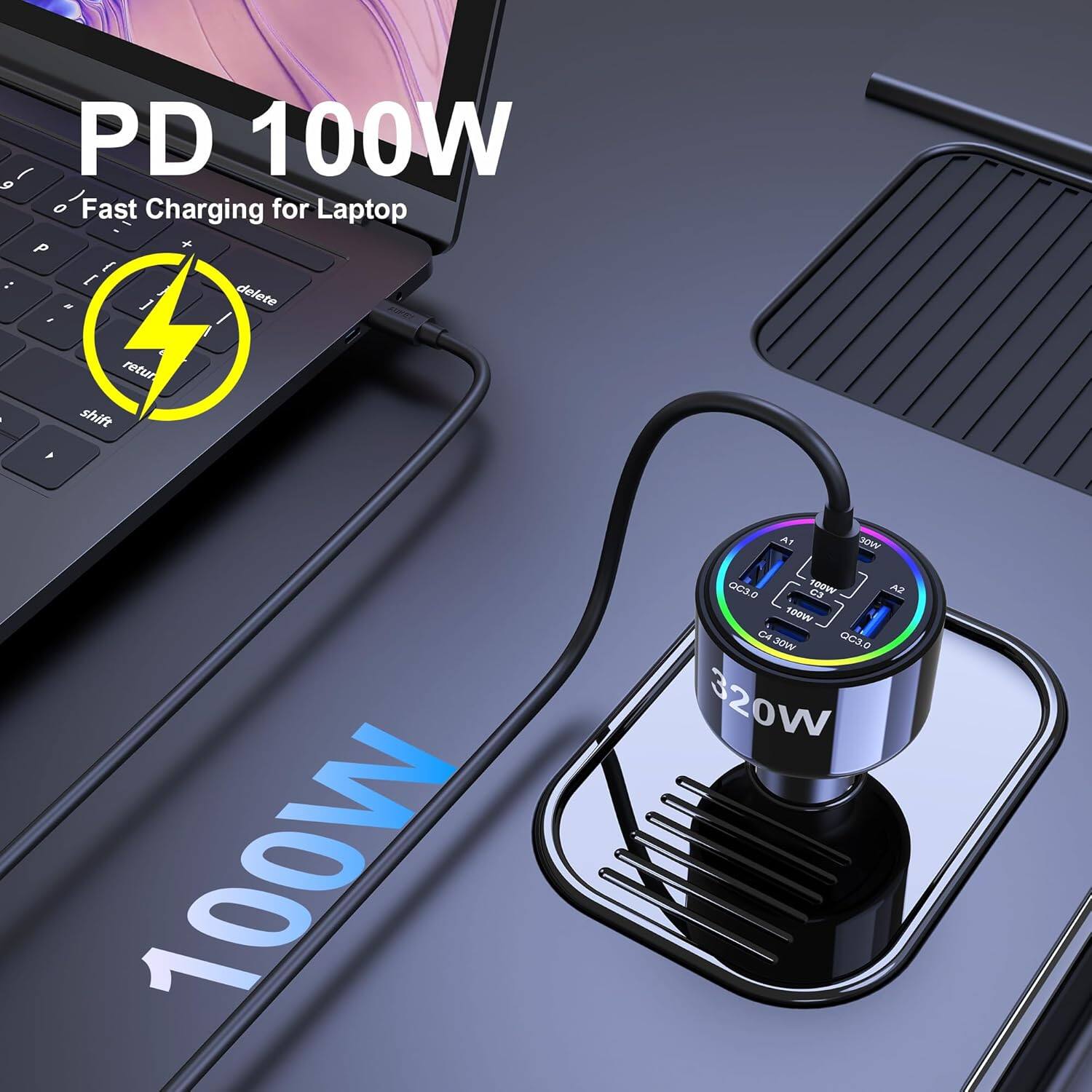 PD 100W  
Fast Charging for Laptop