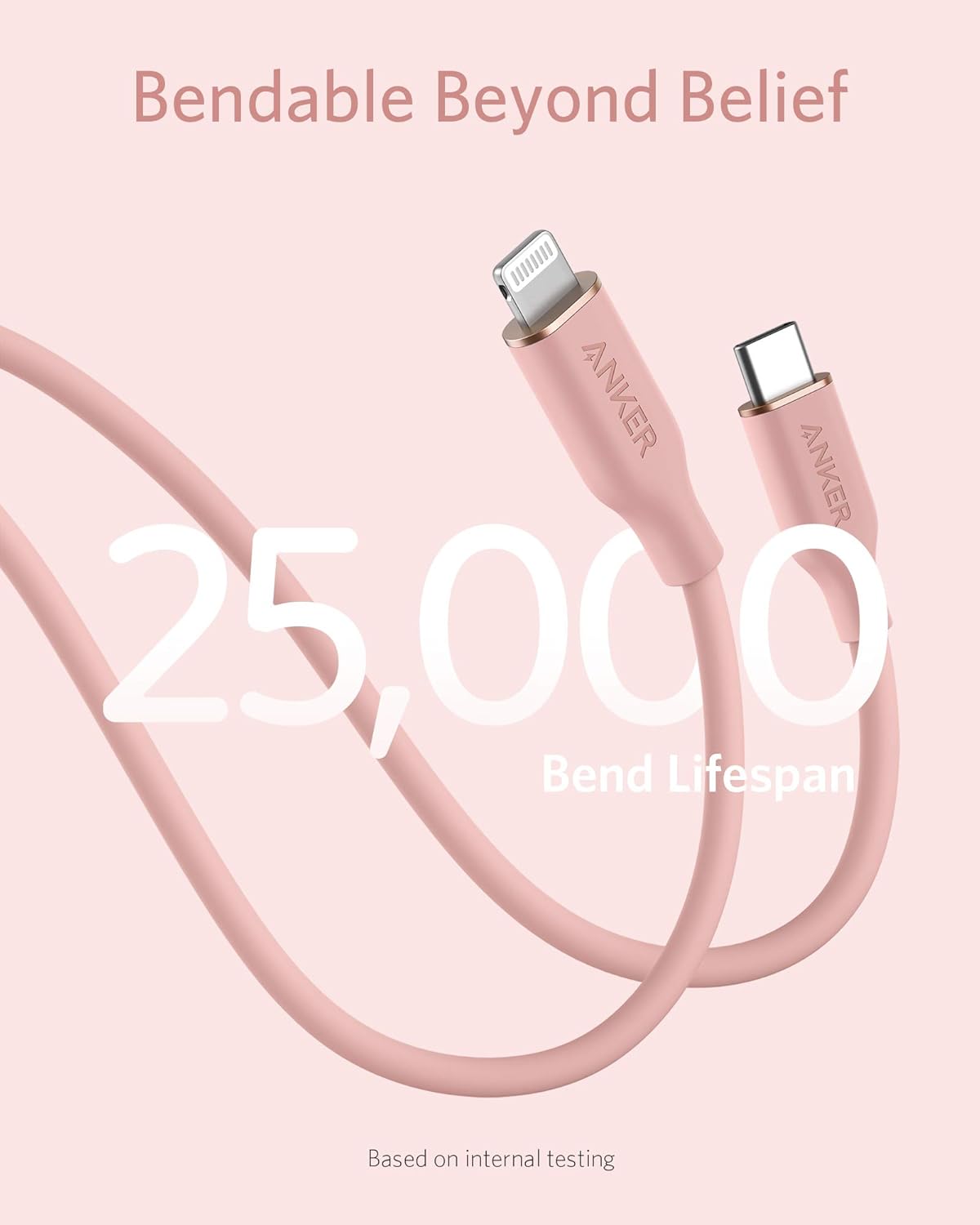 Bendable Beyond Belief  
ANKER  
25,000 Bend Lifespan  
Based on internal testing