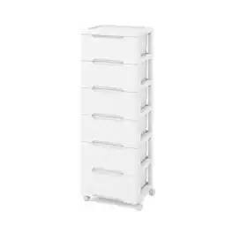 Ecooso - Rolling Dresser Cabinet with Universal Wheels and 7 Drawers - White