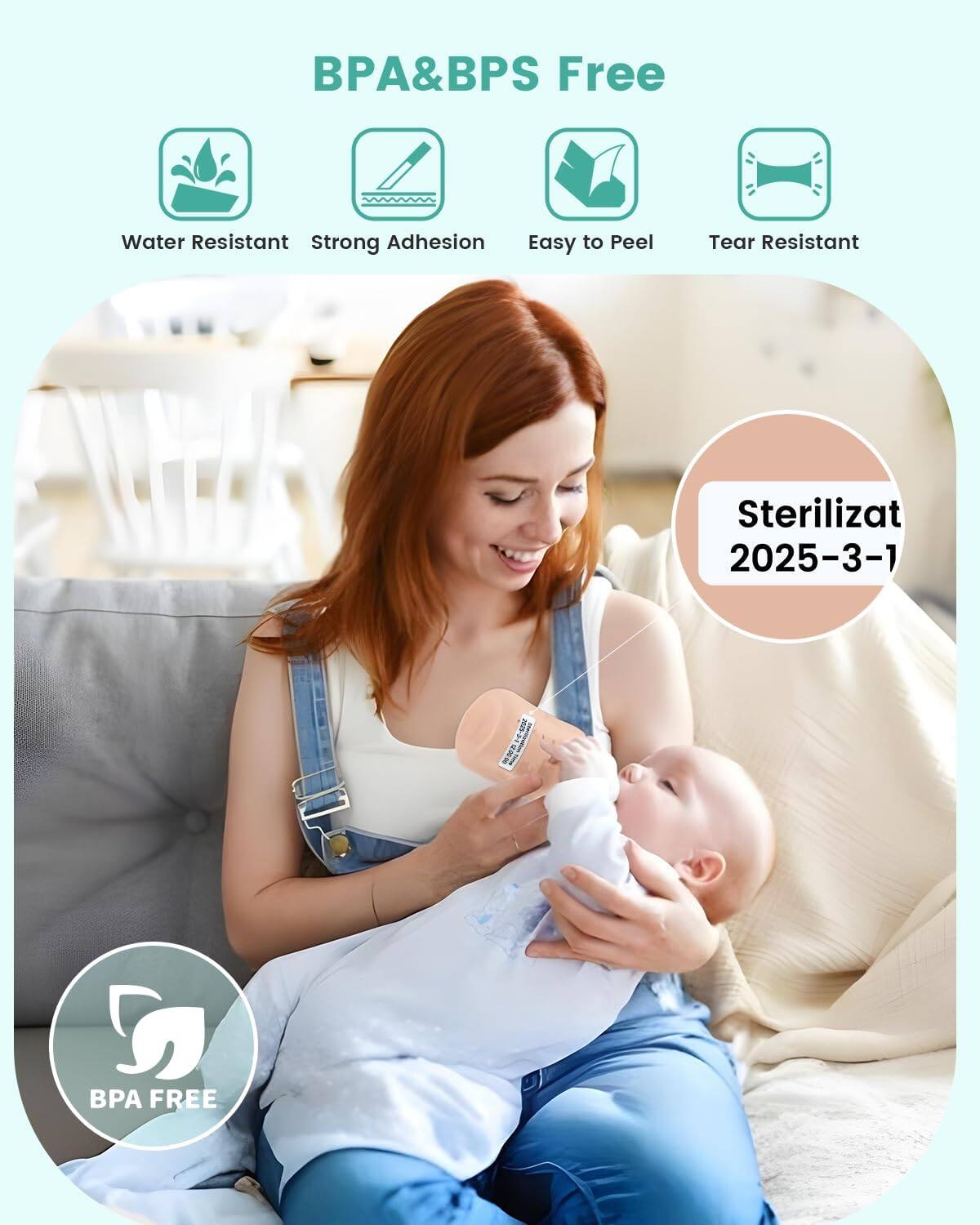 BPA & BPS Free

- Water Resistant
- Strong Adhesion
- Easy to Peel
- Tear Resistant

Sterilizat 2025-3-1

BPA FREE