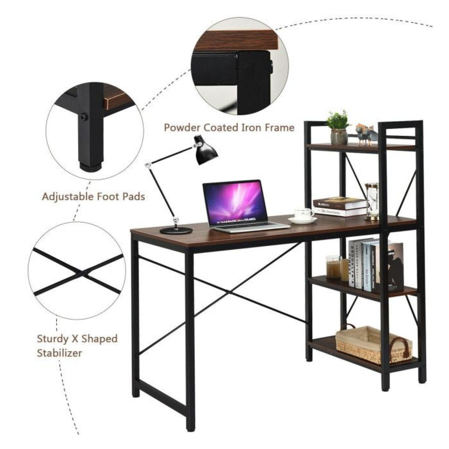 Powder Coated Iron Frame  
Adjustable Foot Pads  
Sturdy X Shaped Stabilizer