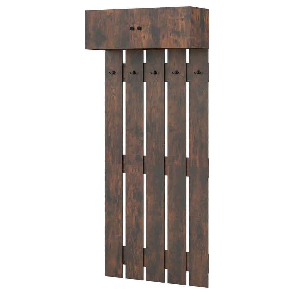 Kadyn - Wall-Mounted Entryway Coat Rack for Clothes, Rustic - Brown