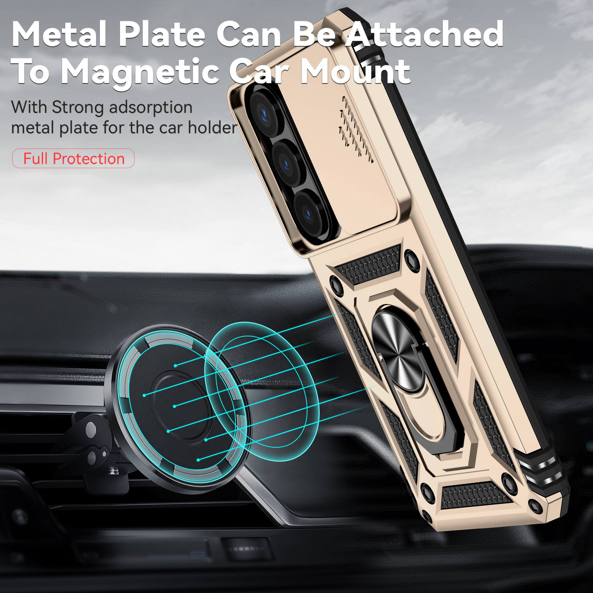 Metal Plate Can Be Attached To Magnetic Car Mount

With Strong adsorption metal plate for the car holder

Full Protection